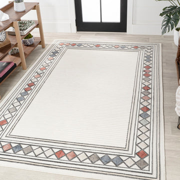 Sebastian High-low Modern Diamond Border Indoor/Outdoor Area Rug